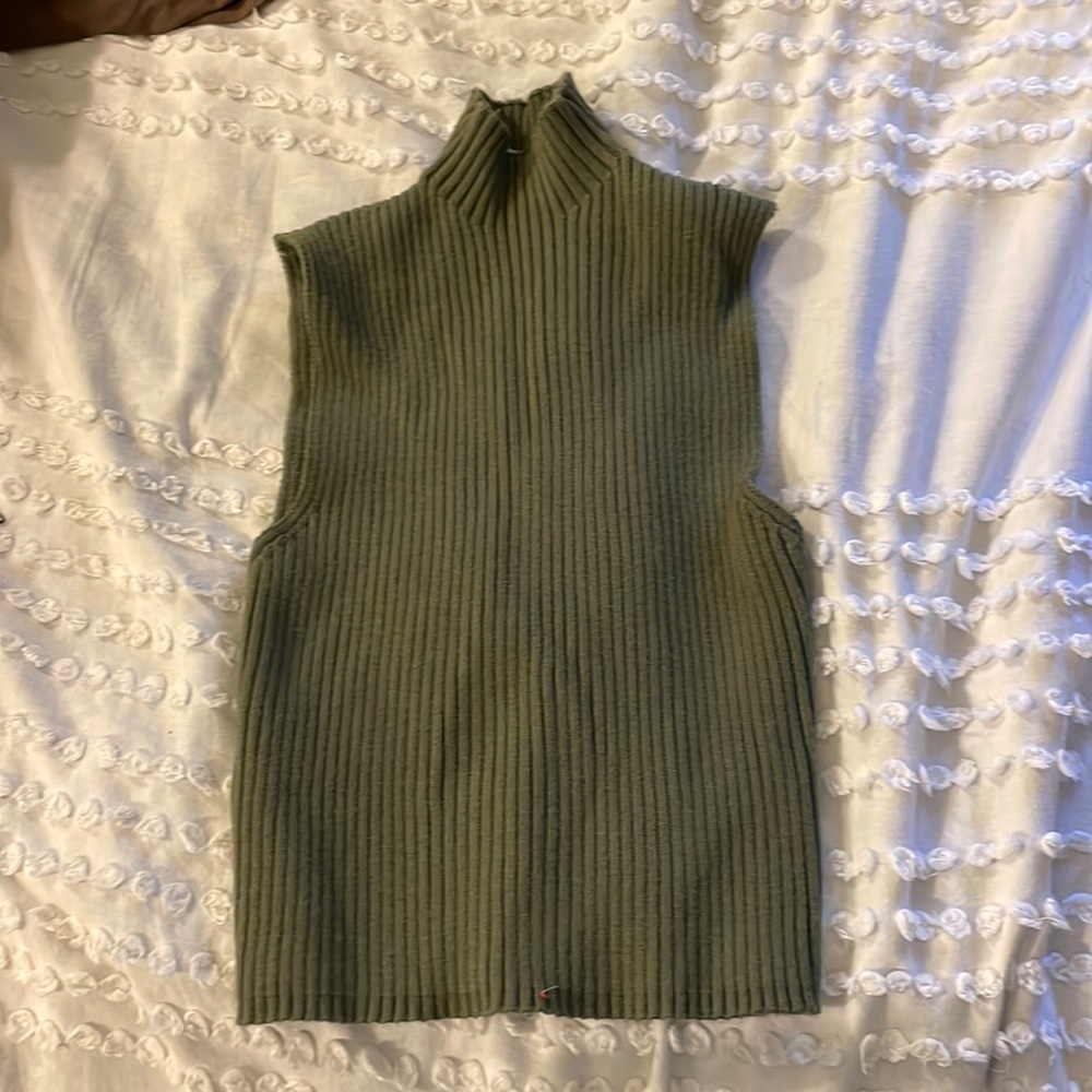 zara green turtleneck tank